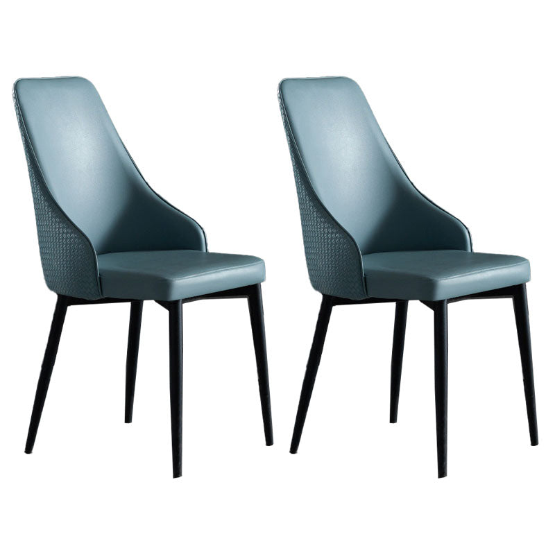 Contemporary Dining Chairs Kitchen Armless Chairs with Metal Legs Blue 2 Piece Set Clearhalo 'Dining Chairs' 'Dining Tables & Seating' 'dining_chair' 'furn' 'furn_dining_chair' 'Furniture' 'furniture_dining_chair' 'Kitchen & Dining Furniture' 4770478