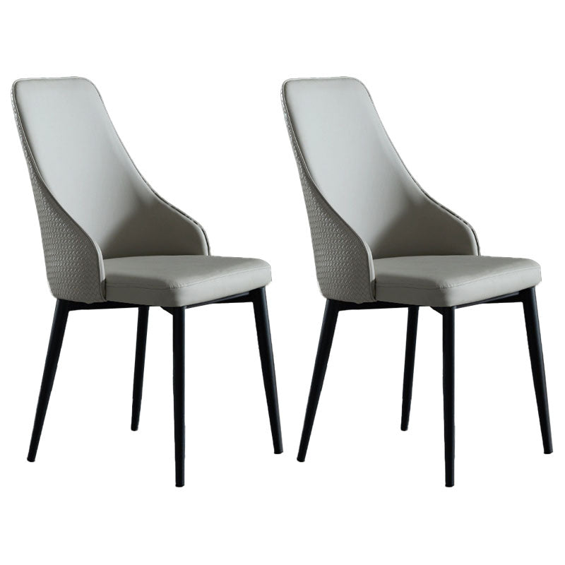 Contemporary Dining Chairs Kitchen Armless Chairs with Metal Legs Grey 2 Piece Set Clearhalo 'Dining Chairs' 'Dining Tables & Seating' 'dining_chair' 'furn' 'furn_dining_chair' 'Furniture' 'furniture_dining_chair' 'Kitchen & Dining Furniture' 4770480