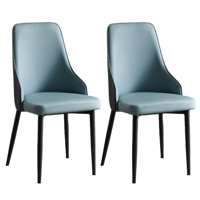 Contemporary Dining Chairs Kitchen Armless Chairs with Metal Legs Dark Blue-Gray 2 Piece Set Clearhalo 'Dining Chairs' 'Dining Tables & Seating' 'dining_chair' 'furn' 'furn_dining_chair' 'Furniture' 'furniture_dining_chair' 'Kitchen & Dining Furniture' 4770484