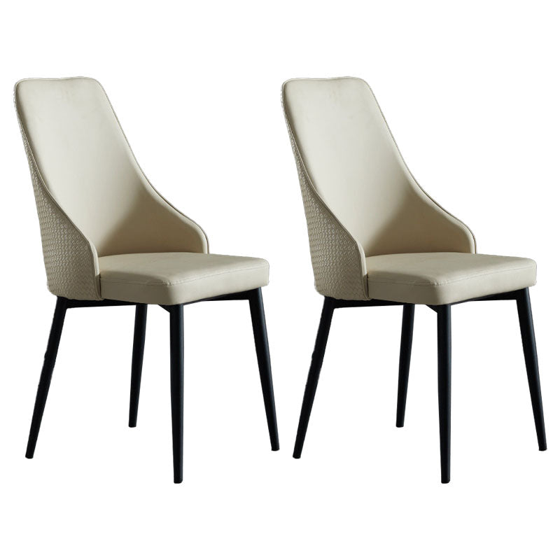 Contemporary Dining Chairs Kitchen Armless Chairs with Metal Legs Beige 2 Piece Set Clearhalo 'Dining Chairs' 'Dining Tables & Seating' 'dining_chair' 'furn' 'furn_dining_chair' 'Furniture' 'furniture_dining_chair' 'Kitchen & Dining Furniture' 4770485