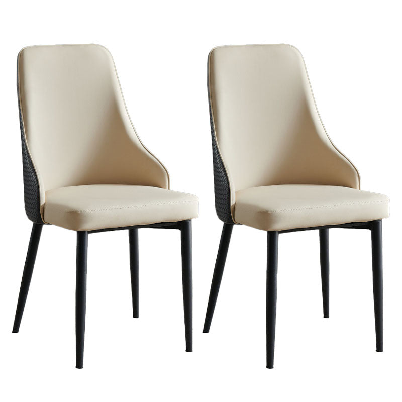 Contemporary Dining Chairs Kitchen Armless Chairs with Metal Legs Cream Gray 2 Piece Set Clearhalo 'Dining Chairs' 'Dining Tables & Seating' 'dining_chair' 'furn' 'furn_dining_chair' 'Furniture' 'furniture_dining_chair' 'Kitchen & Dining Furniture' 4770487