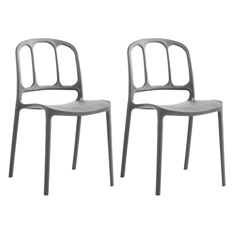 Scandinavian Armless Stacking Dining Chair Open Back Side Chair Grey 2 Piece Set Clearhalo 'Dining Chairs' 'Dining Tables & Seating' 'dining_chair' 'furn' 'furn_dining_chair' 'Furniture' 'furniture_dining_chair' 'Kitchen & Dining Furniture' 4770498