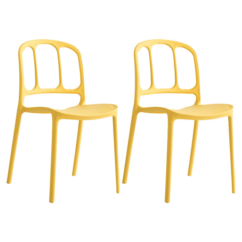 Scandinavian Armless Stacking Dining Chair Open Back Side Chair Yellow 2 Piece Set Clearhalo 'Dining Chairs' 'Dining Tables & Seating' 'dining_chair' 'furn' 'furn_dining_chair' 'Furniture' 'furniture_dining_chair' 'Kitchen & Dining Furniture' 4770501