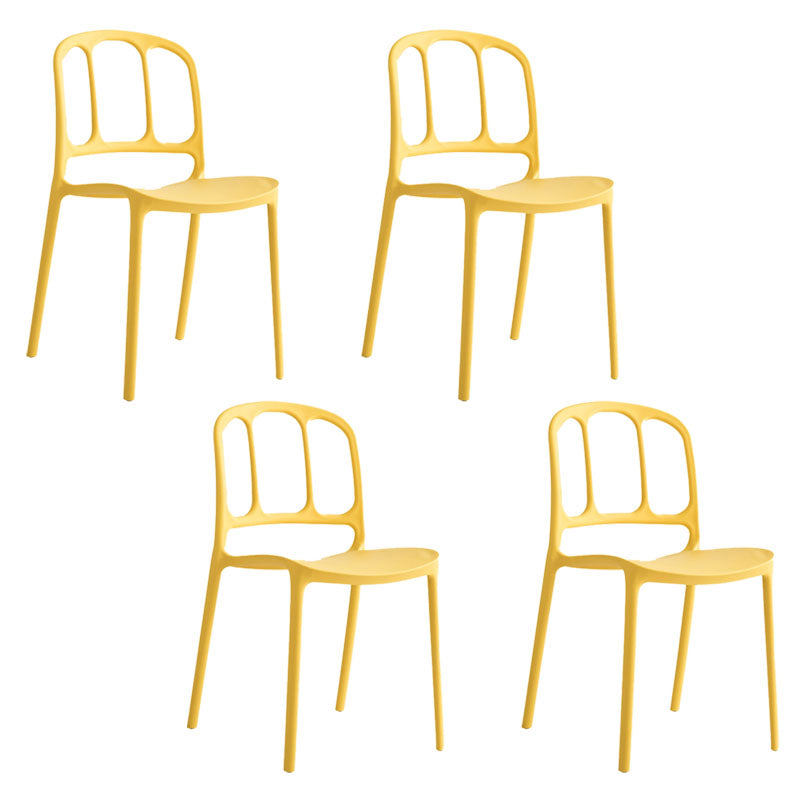 Scandinavian Armless Stacking Dining Chair Open Back Side Chair Yellow 4 Piece Set Clearhalo 'Dining Chairs' 'Dining Tables & Seating' 'dining_chair' 'furn' 'furn_dining_chair' 'Furniture' 'furniture_dining_chair' 'Kitchen & Dining Furniture' 4770504