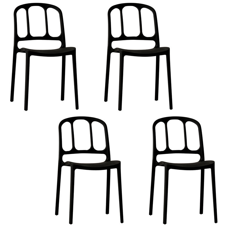 Scandinavian Armless Stacking Dining Chair Open Back Side Chair Black 4 Piece Set Clearhalo 'Dining Chairs' 'Dining Tables & Seating' 'dining_chair' 'furn' 'furn_dining_chair' 'Furniture' 'furniture_dining_chair' 'Kitchen & Dining Furniture' 4770511
