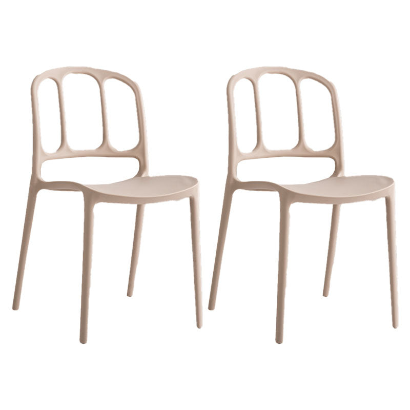 Scandinavian Armless Stacking Dining Chair Open Back Side Chair Khaki 2 Piece Set Clearhalo 'Dining Chairs' 'Dining Tables & Seating' 'dining_chair' 'furn' 'furn_dining_chair' 'Furniture' 'furniture_dining_chair' 'Kitchen & Dining Furniture' 4770517