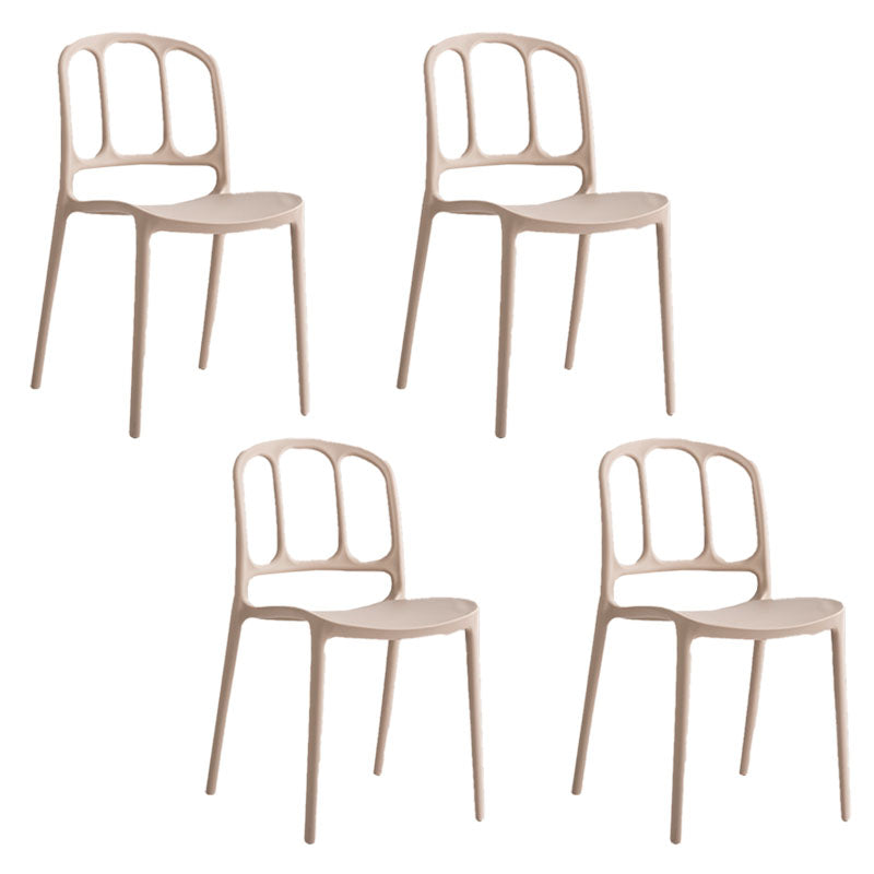 Scandinavian Armless Stacking Dining Chair Open Back Side Chair Khaki 4 Piece Set Clearhalo 'Dining Chairs' 'Dining Tables & Seating' 'dining_chair' 'furn' 'furn_dining_chair' 'Furniture' 'furniture_dining_chair' 'Kitchen & Dining Furniture' 4770519