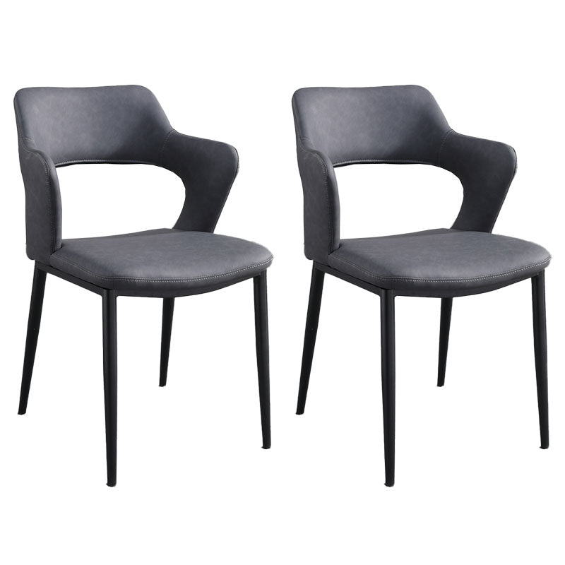 Industrial Style Faux Leather Side Chair Open Back Side Chair for Home Grey 2 Piece Set Clearhalo 'Dining Chairs' 'Dining Tables & Seating' 'dining_chair' 'furn' 'furn_dining_chair' 'Furniture' 'furniture_dining_chair' 'Kitchen & Dining Furniture' 4770524