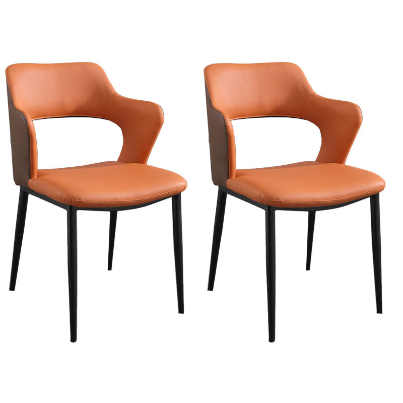 Industrial Style Faux Leather Side Chair Open Back Side Chair for Home Orange 2 Piece Set Clearhalo 'Dining Chairs' 'Dining Tables & Seating' 'dining_chair' 'furn' 'furn_dining_chair' 'Furniture' 'furniture_dining_chair' 'Kitchen & Dining Furniture' 4770525