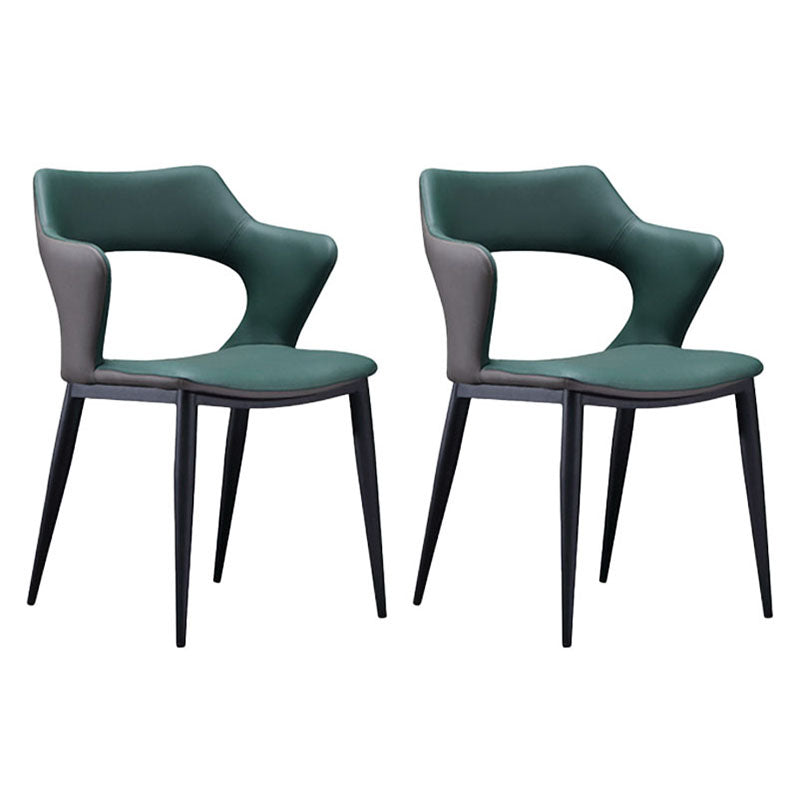 Industrial Style Faux Leather Side Chair Open Back Side Chair for Home Green 2 Piece Set Clearhalo 'Dining Chairs' 'Dining Tables & Seating' 'dining_chair' 'furn' 'furn_dining_chair' 'Furniture' 'furniture_dining_chair' 'Kitchen & Dining Furniture' 4770531