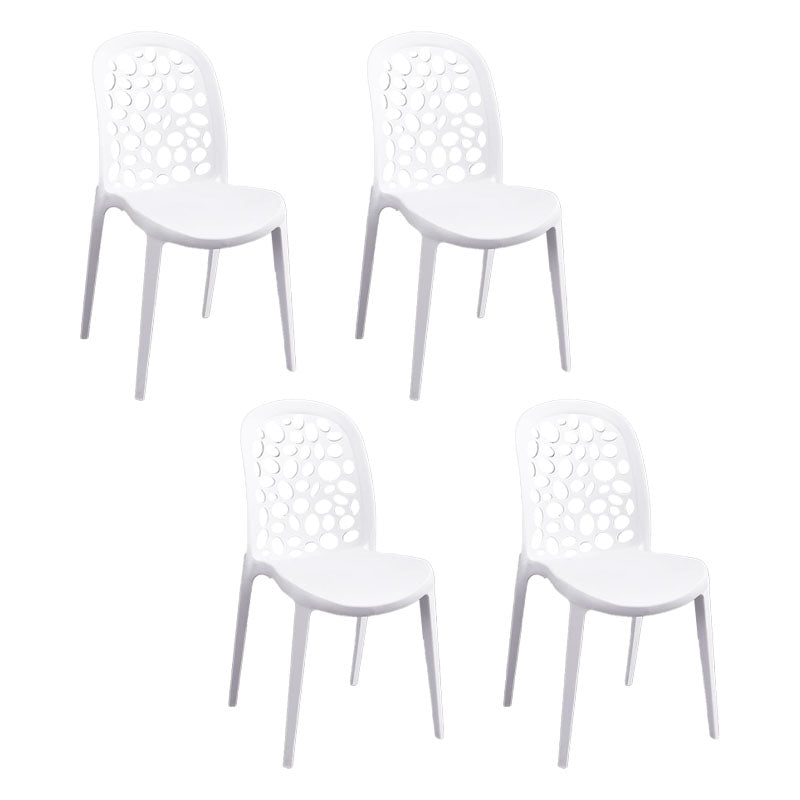 Contemporary Style Armless Plastic Side Chair Open Back Side Chair White 4 Piece Set Clearhalo 'Dining Chairs' 'Dining Tables & Seating' 'dining_chair' 'furn' 'furn_dining_chair' 'Furniture' 'furniture_dining_chair' 'Kitchen & Dining Furniture' 4770538