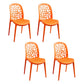 Contemporary Style Armless Plastic Side Chair Open Back Side Chair Orange 4 Piece Set Clearhalo 'Dining Chairs' 'Dining Tables & Seating' 'dining_chair' 'furn' 'furn_dining_chair' 'Furniture' 'furniture_dining_chair' 'Kitchen & Dining Furniture' 4770541