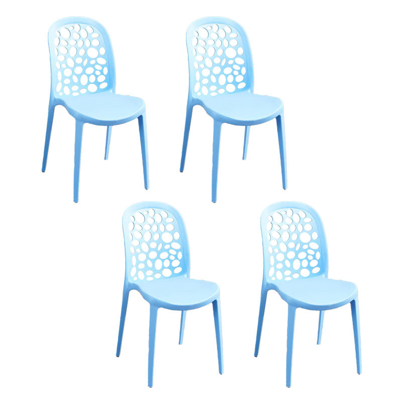 Contemporary Style Armless Plastic Side Chair Open Back Side Chair Blue 4 Piece Set Clearhalo 'Dining Chairs' 'Dining Tables & Seating' 'dining_chair' 'furn' 'furn_dining_chair' 'Furniture' 'furniture_dining_chair' 'Kitchen & Dining Furniture' 4770543
