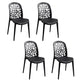 Contemporary Style Armless Plastic Side Chair Open Back Side Chair Black 4 Piece Set Clearhalo 'Dining Chairs' 'Dining Tables & Seating' 'dining_chair' 'furn' 'furn_dining_chair' 'Furniture' 'furniture_dining_chair' 'Kitchen & Dining Furniture' 4770549