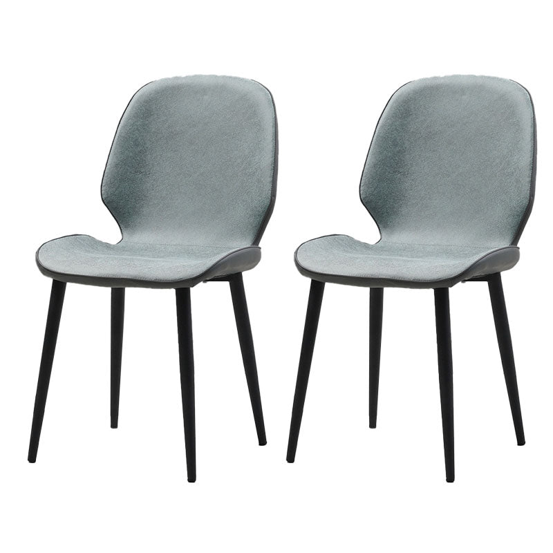 Contemporary Style Dining Chairs Kitchen Armless Wingback Chairs with Metal Legs Light Green 2 Piece Set Clearhalo 'Dining Chairs' 'Dining Tables & Seating' 'dining_chair' 'furn' 'furn_dining_chair' 'Furniture' 'furniture_dining_chair' 'Kitchen & Dining Furniture' 4770556