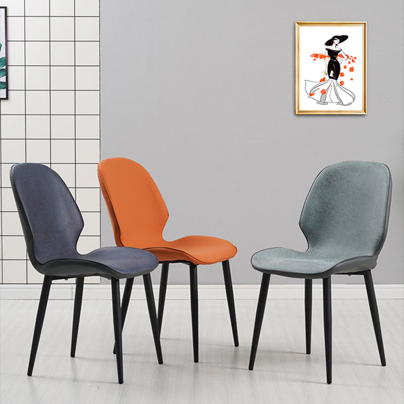 Contemporary Style Dining Chairs Kitchen Armless Wingback Chairs with Metal Legs Clearhalo 'Dining Chairs' 'Dining Tables & Seating' 'dining_chair' 'furn' 'furn_dining_chair' 'Furniture' 'furniture_dining_chair' 'Kitchen & Dining Furniture' 4770558