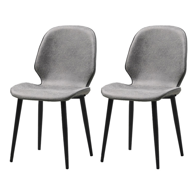 Contemporary Style Dining Chairs Kitchen Armless Wingback Chairs with Metal Legs Light Gray 2 Piece Set Clearhalo 'Dining Chairs' 'Dining Tables & Seating' 'dining_chair' 'furn' 'furn_dining_chair' 'Furniture' 'furniture_dining_chair' 'Kitchen & Dining Furniture' 4770564