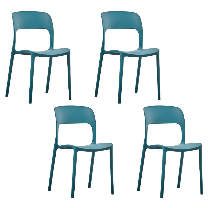 Nordic Style Open Back Dining Side Chair Plastic Dining Armless Chair for Home Dark Blue 4 Piece Set Clearhalo 'Dining Chairs' 'Dining Tables & Seating' 'dining_chair' 'furn' 'furn_dining_chair' 'Furniture' 'furniture_dining_chair' 'Kitchen & Dining Furniture' 4770579