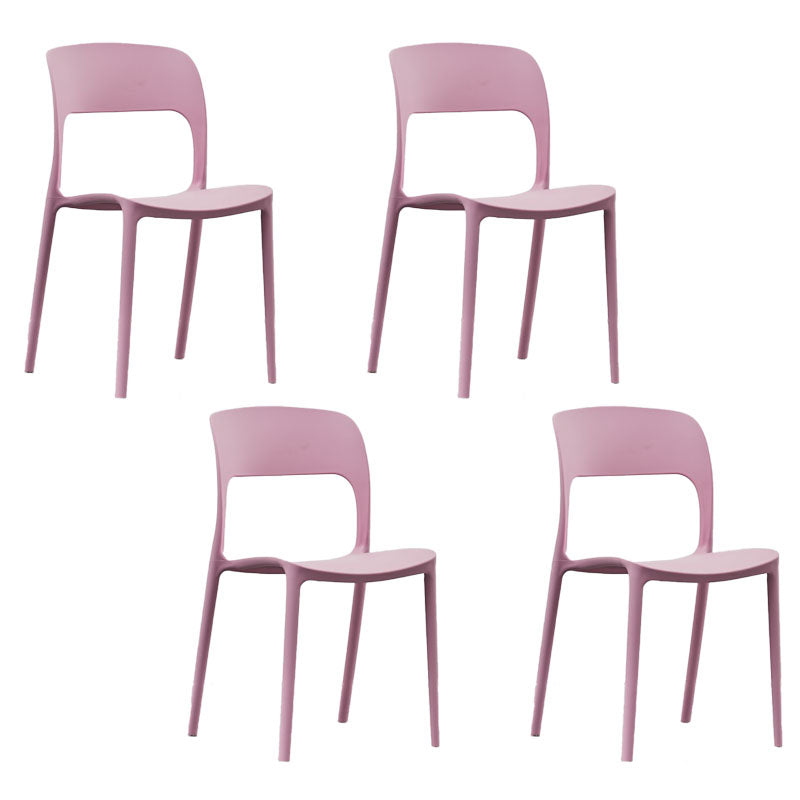 Nordic Style Open Back Dining Side Chair Plastic Dining Armless Chair for Home Pink 4 Piece Set Clearhalo 'Dining Chairs' 'Dining Tables & Seating' 'dining_chair' 'furn' 'furn_dining_chair' 'Furniture' 'furniture_dining_chair' 'Kitchen & Dining Furniture' 4770582