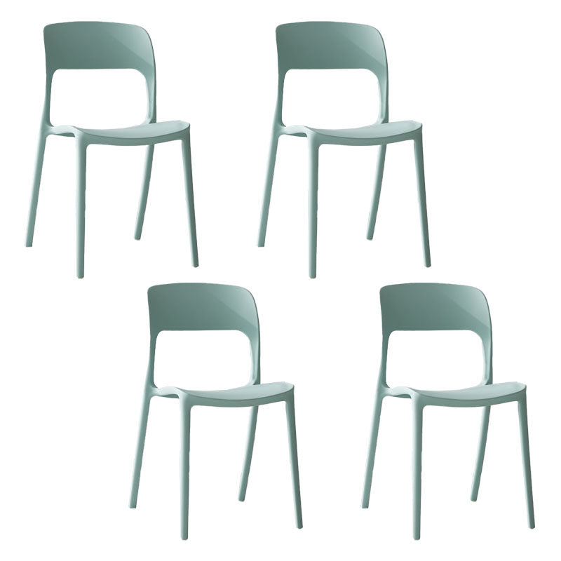 Nordic Style Open Back Dining Side Chair Plastic Dining Armless Chair for Home Blue 4 Piece Set Clearhalo 'Dining Chairs' 'Dining Tables & Seating' 'dining_chair' 'furn' 'furn_dining_chair' 'Furniture' 'furniture_dining_chair' 'Kitchen & Dining Furniture' 4770585
