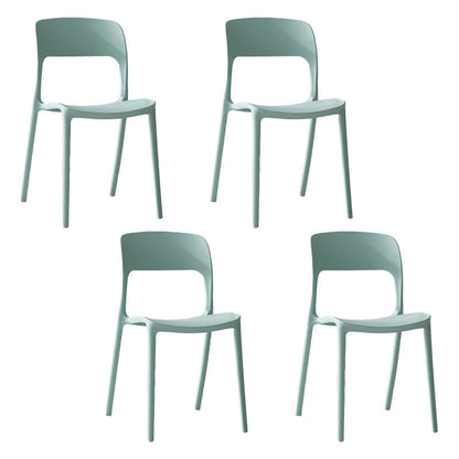 Nordic Style Open Back Dining Side Chair Plastic Dining Armless Chair for Home Blue 4 Piece Set Clearhalo 'Dining Chairs' 'Dining Tables & Seating' 'dining_chair' 'furn' 'furn_dining_chair' 'Furniture' 'furniture_dining_chair' 'Kitchen & Dining Furniture' 4770585