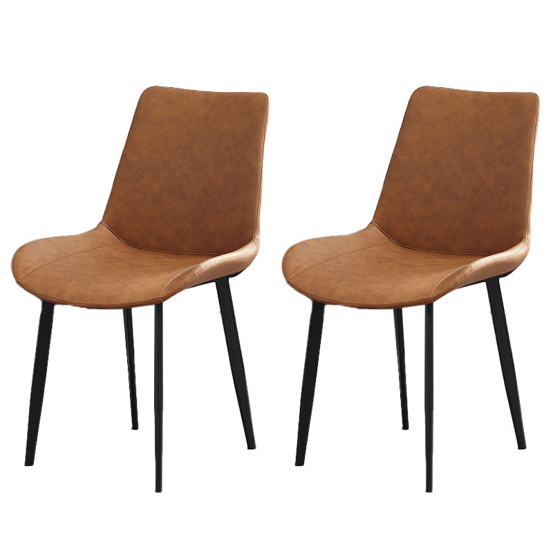 Contemporary Dining Chairs Kitchen Armless Side Chairs with Metal Legs Orange Set of 2 Clearhalo 'Dining Chairs' 'Dining Tables & Seating' 'dining_chair' 'Furniture' 'furniture_dining_chair' 'Kitchen & Dining Furniture' 4770597