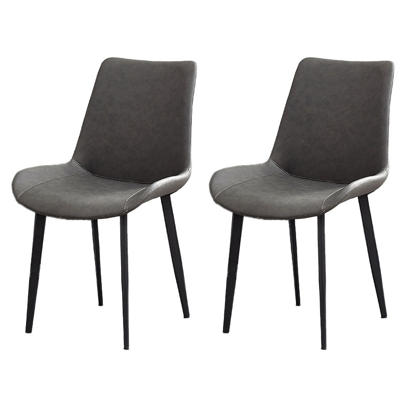 Contemporary Dining Chairs Kitchen Armless Side Chairs with Metal Legs Grey Set of 2 Clearhalo 'Dining Chairs' 'Dining Tables & Seating' 'dining_chair' 'Furniture' 'furniture_dining_chair' 'Kitchen & Dining Furniture' 4770598