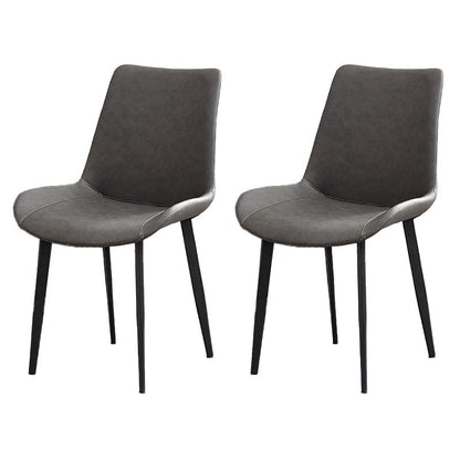 Contemporary Dining Chairs Kitchen Armless Side Chairs with Metal Legs Grey Set of 2 Clearhalo 'Dining Chairs' 'Dining Tables & Seating' 'dining_chair' 'Furniture' 'furniture_dining_chair' 'Kitchen & Dining Furniture' 4770598