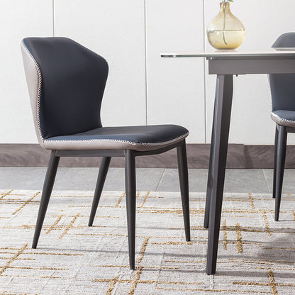 Industrial Style Wingback Armless Dining Chair PU Leather Dining Chairs Gray Blue 1 Piece Clearhalo 'Dining Chairs' 'Dining Tables & Seating' 'dining_chair' 'furn' 'furn_dining_chair' 'Furniture' 'furniture_dining_chair' 'Kitchen & Dining Furniture' 4770616