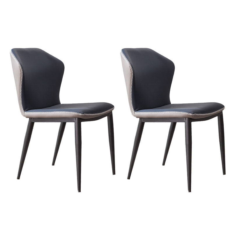 Industrial Style Wingback Armless Dining Chair PU Leather Dining Chairs Gray Blue 2 Piece Set Clearhalo 'Dining Chairs' 'Dining Tables & Seating' 'dining_chair' 'furn' 'furn_dining_chair' 'Furniture' 'furniture_dining_chair' 'Kitchen & Dining Furniture' 4770617