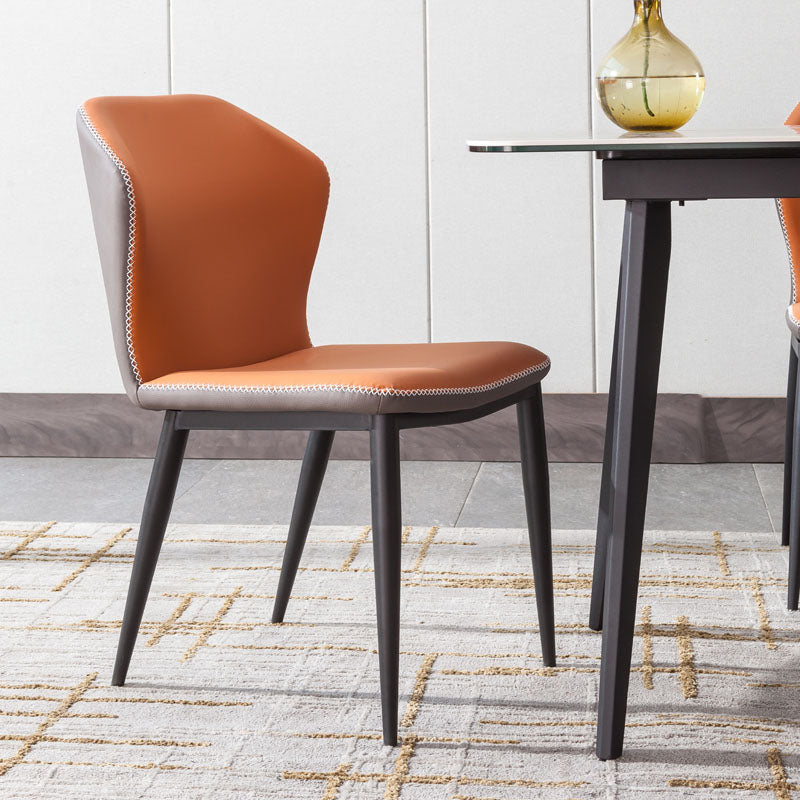 Industrial Style Wingback Armless Dining Chair PU Leather Dining Chairs Clearhalo 'Dining Chairs' 'Dining Tables & Seating' 'dining_chair' 'furn' 'furn_dining_chair' 'Furniture' 'furniture_dining_chair' 'Kitchen & Dining Furniture' 4770618