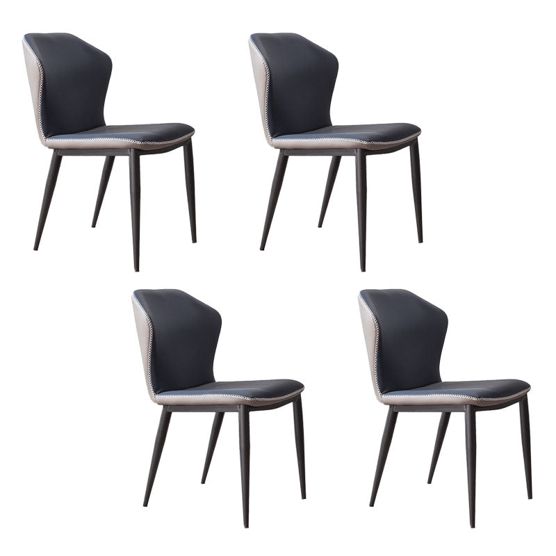 Industrial Style Wingback Armless Dining Chair PU Leather Dining Chairs Gray Blue 4 Piece Set Clearhalo 'Dining Chairs' 'Dining Tables & Seating' 'dining_chair' 'furn' 'furn_dining_chair' 'Furniture' 'furniture_dining_chair' 'Kitchen & Dining Furniture' 4770619