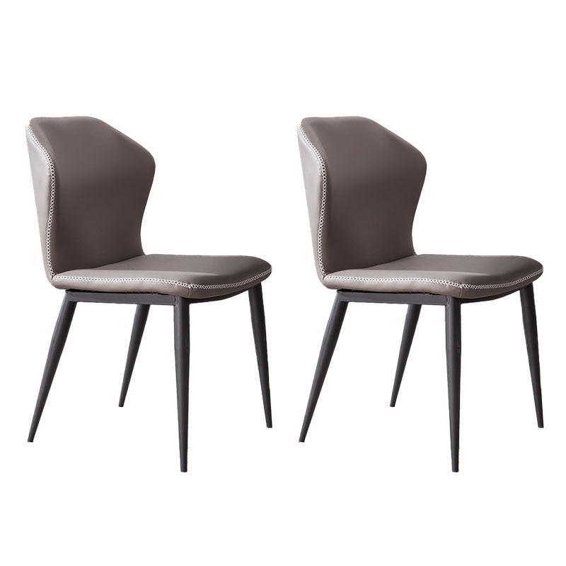 Industrial Style Wingback Armless Dining Chair PU Leather Dining Chairs Grey 2 Piece Set Clearhalo 'Dining Chairs' 'Dining Tables & Seating' 'dining_chair' 'furn' 'furn_dining_chair' 'Furniture' 'furniture_dining_chair' 'Kitchen & Dining Furniture' 4770623