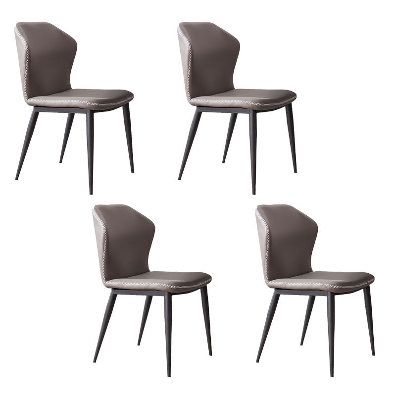 Industrial Style Wingback Armless Dining Chair PU Leather Dining Chairs Grey 4 Piece Set Clearhalo 'Dining Chairs' 'Dining Tables & Seating' 'dining_chair' 'furn' 'furn_dining_chair' 'Furniture' 'furniture_dining_chair' 'Kitchen & Dining Furniture' 4770625