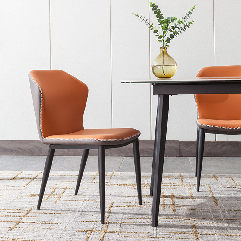 Industrial Style Wingback Armless Dining Chair PU Leather Dining Chairs Clearhalo 'Dining Chairs' 'Dining Tables & Seating' 'dining_chair' 'furn' 'furn_dining_chair' 'Furniture' 'furniture_dining_chair' 'Kitchen & Dining Furniture' 4770633