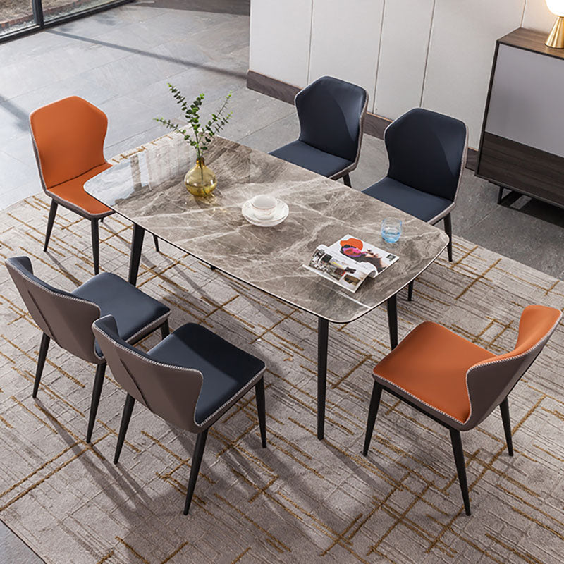 Industrial Style Wingback Armless Dining Chair PU Leather Dining Chairs Clearhalo 'Dining Chairs' 'Dining Tables & Seating' 'dining_chair' 'furn' 'furn_dining_chair' 'Furniture' 'furniture_dining_chair' 'Kitchen & Dining Furniture' 4770636