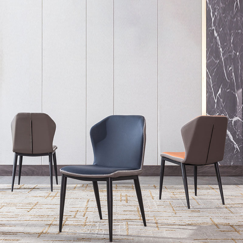 Industrial Style Wingback Armless Dining Chair PU Leather Dining Chairs Clearhalo 'Dining Chairs' 'Dining Tables & Seating' 'dining_chair' 'furn' 'furn_dining_chair' 'Furniture' 'furniture_dining_chair' 'Kitchen & Dining Furniture' 4770638