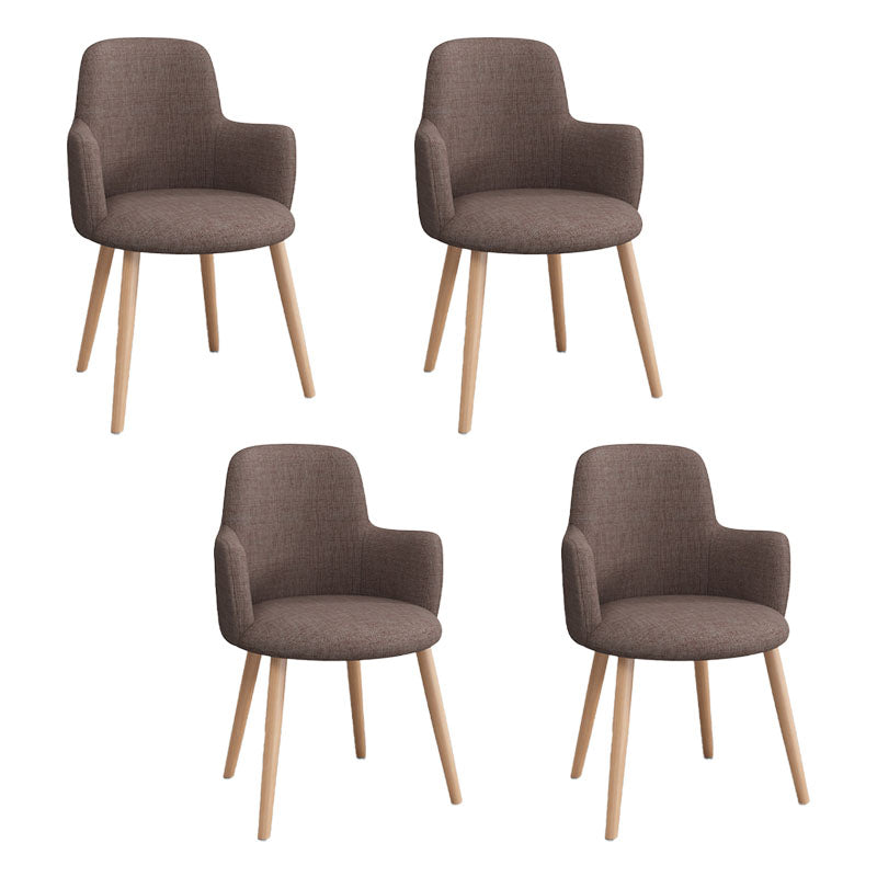 Minimalist Design Fabric Dining Chair for Home Solid Back Arm Side Chair Coffee 4 Piece Set Clearhalo 'Dining Chairs' 'Dining Tables & Seating' 'dining_chair' 'furn' 'furn_dining_chair' 'Furniture' 'furniture_dining_chair' 'Kitchen & Dining Furniture' 4770644