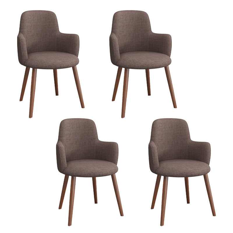 Minimalist Design Fabric Dining Chair for Home Solid Back Arm Side Chair Light Coffee 4 Piece Set Clearhalo 'Dining Chairs' 'Dining Tables & Seating' 'dining_chair' 'furn' 'furn_dining_chair' 'Furniture' 'furniture_dining_chair' 'Kitchen & Dining Furniture' 4770650