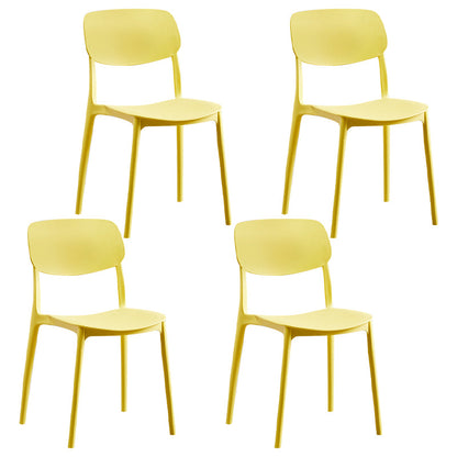 Plastic Scandinavian Dining Kitchen Room Chair Open Back Side Chair Yellow 4 Piece Set Clearhalo 'Dining Chairs' 'Dining Tables & Seating' 'dining_chair' 'furn' 'furn_dining_chair' 'Furniture' 'furniture_dining_chair' 'Kitchen & Dining Furniture' 4770676