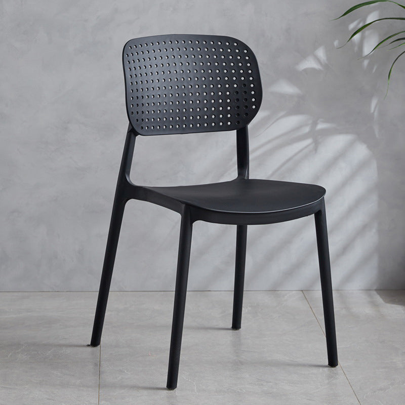 Contemporary Stackable Chair Plastic Open Back Kitchen Armless Chair Black 1 Piece Clearhalo 'Dining Chairs' 'Dining Tables & Seating' 'dining_chair' 'furn' 'furn_dining_chair' 'Furniture' 'furniture_dining_chair' 'Kitchen & Dining Furniture' 4770691