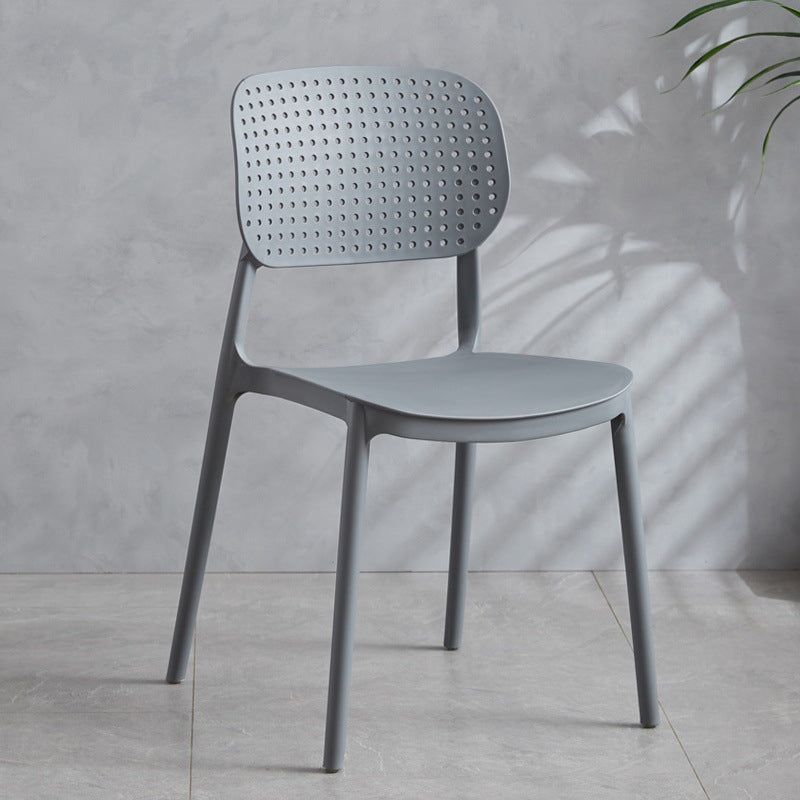 Contemporary Stackable Chair Plastic Open Back Kitchen Armless Chair Grey 1 Piece Clearhalo 'Dining Chairs' 'Dining Tables & Seating' 'dining_chair' 'furn' 'furn_dining_chair' 'Furniture' 'furniture_dining_chair' 'Kitchen & Dining Furniture' 4770696