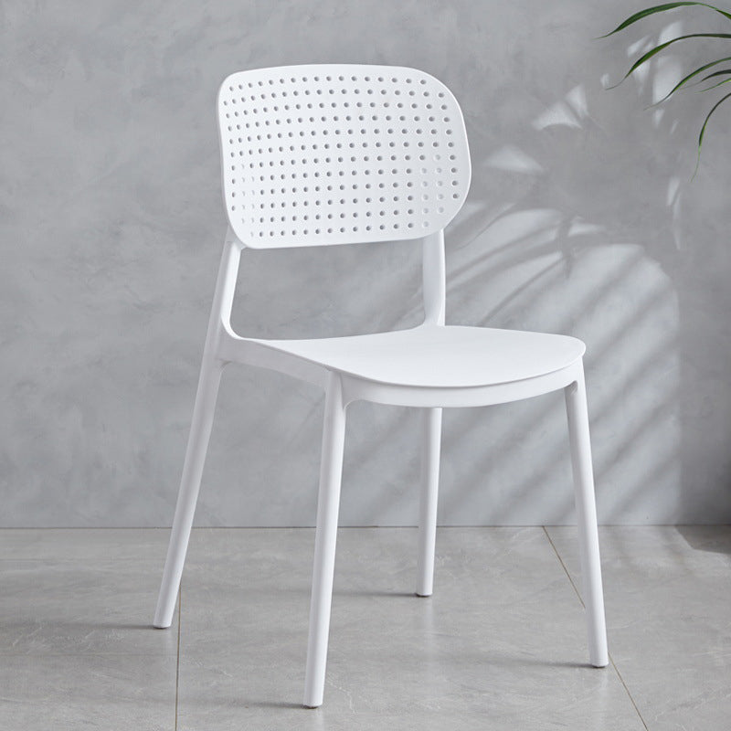 Contemporary Stackable Chair Plastic Open Back Kitchen Armless Chair White 1 Piece Clearhalo 'Dining Chairs' 'Dining Tables & Seating' 'dining_chair' 'furn' 'furn_dining_chair' 'Furniture' 'furniture_dining_chair' 'Kitchen & Dining Furniture' 4770702