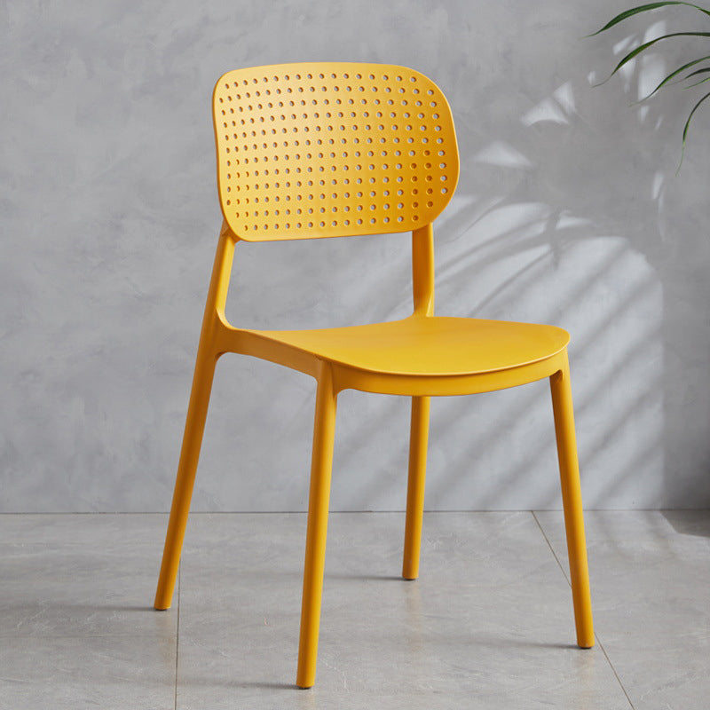 Contemporary Stackable Chair Plastic Open Back Kitchen Armless Chair Yellow 1 Piece Clearhalo 'Dining Chairs' 'Dining Tables & Seating' 'dining_chair' 'furn' 'furn_dining_chair' 'Furniture' 'furniture_dining_chair' 'Kitchen & Dining Furniture' 4770715