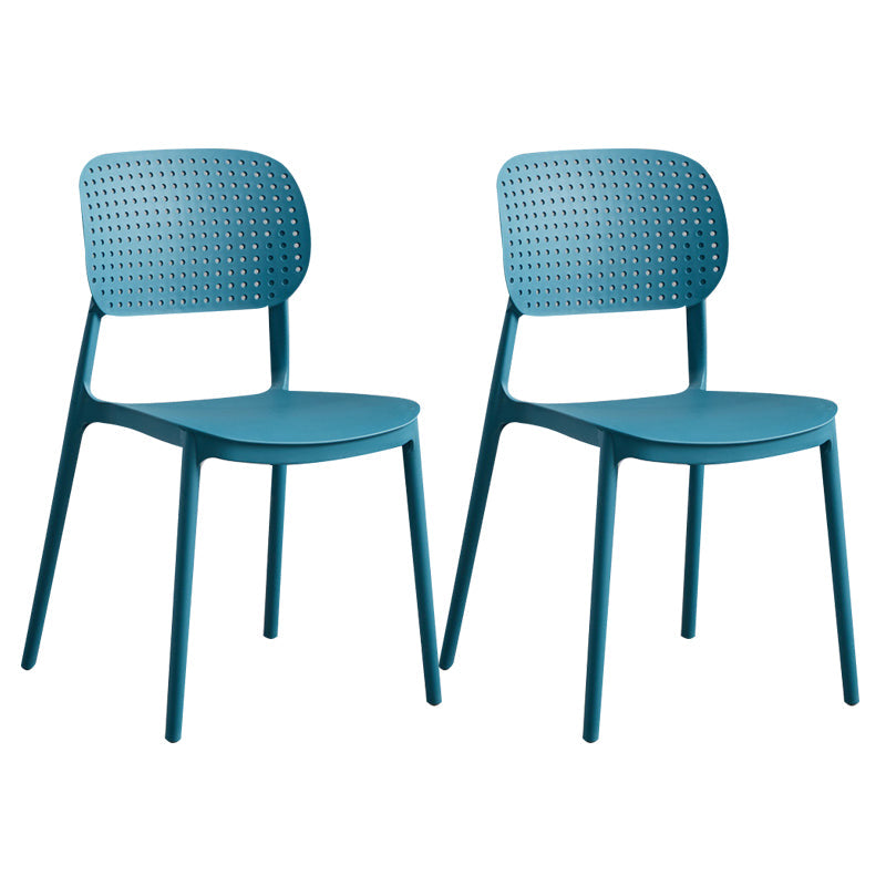 Contemporary Stackable Chair Plastic Open Back Kitchen Armless Chair Peacock Blue 2 Piece Set Clearhalo 'Dining Chairs' 'Dining Tables & Seating' 'dining_chair' 'furn' 'furn_dining_chair' 'Furniture' 'furniture_dining_chair' 'Kitchen & Dining Furniture' 4770722