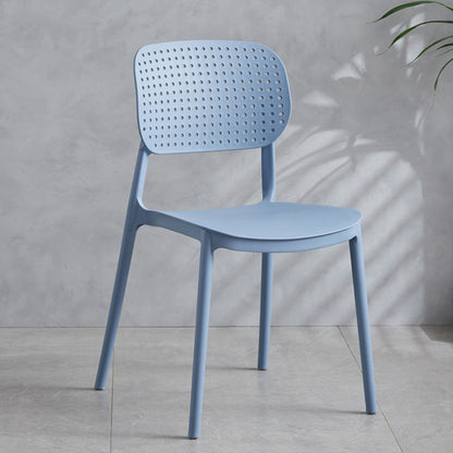Contemporary Stackable Chair Plastic Open Back Kitchen Armless Chair Gray-Blue 1 Piece Clearhalo 'Dining Chairs' 'Dining Tables & Seating' 'dining_chair' 'furn' 'furn_dining_chair' 'Furniture' 'furniture_dining_chair' 'Kitchen & Dining Furniture' 4770724