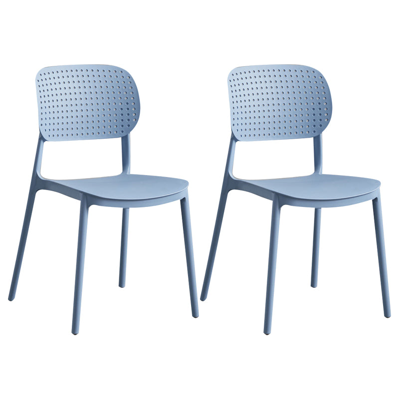 Contemporary Stackable Chair Plastic Open Back Kitchen Armless Chair Gray-Blue 2 Piece Set Clearhalo 'Dining Chairs' 'Dining Tables & Seating' 'dining_chair' 'furn' 'furn_dining_chair' 'Furniture' 'furniture_dining_chair' 'Kitchen & Dining Furniture' 4770725