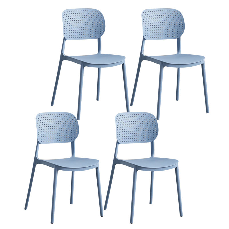 Contemporary Stackable Chair Plastic Open Back Kitchen Armless Chair Gray-Blue 4 Piece Set Clearhalo 'Dining Chairs' 'Dining Tables & Seating' 'dining_chair' 'furn' 'furn_dining_chair' 'Furniture' 'furniture_dining_chair' 'Kitchen & Dining Furniture' 4770726