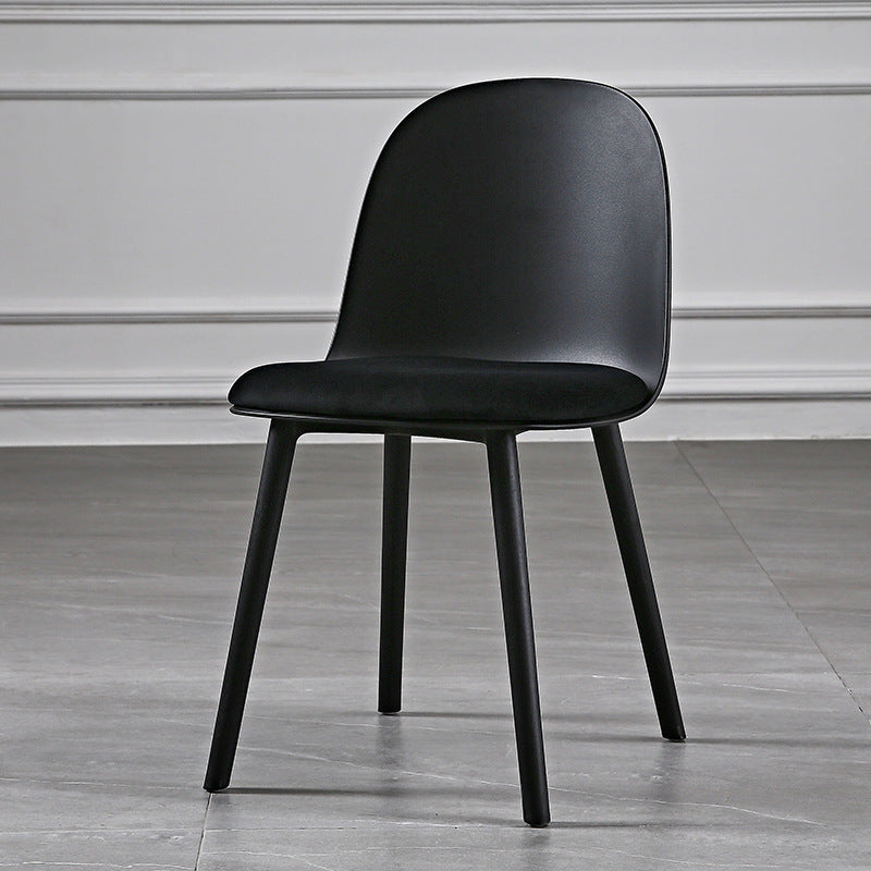 Scandinavian Plastic Kitchen Dining Room Chair Solid Back Side Chair Black 1 Piece Clearhalo 'Dining Chairs' 'Dining Tables & Seating' 'dining_chair' 'furn' 'furn_dining_chair' 'Furniture' 'furniture_dining_chair' 'Kitchen & Dining Furniture' 4770729