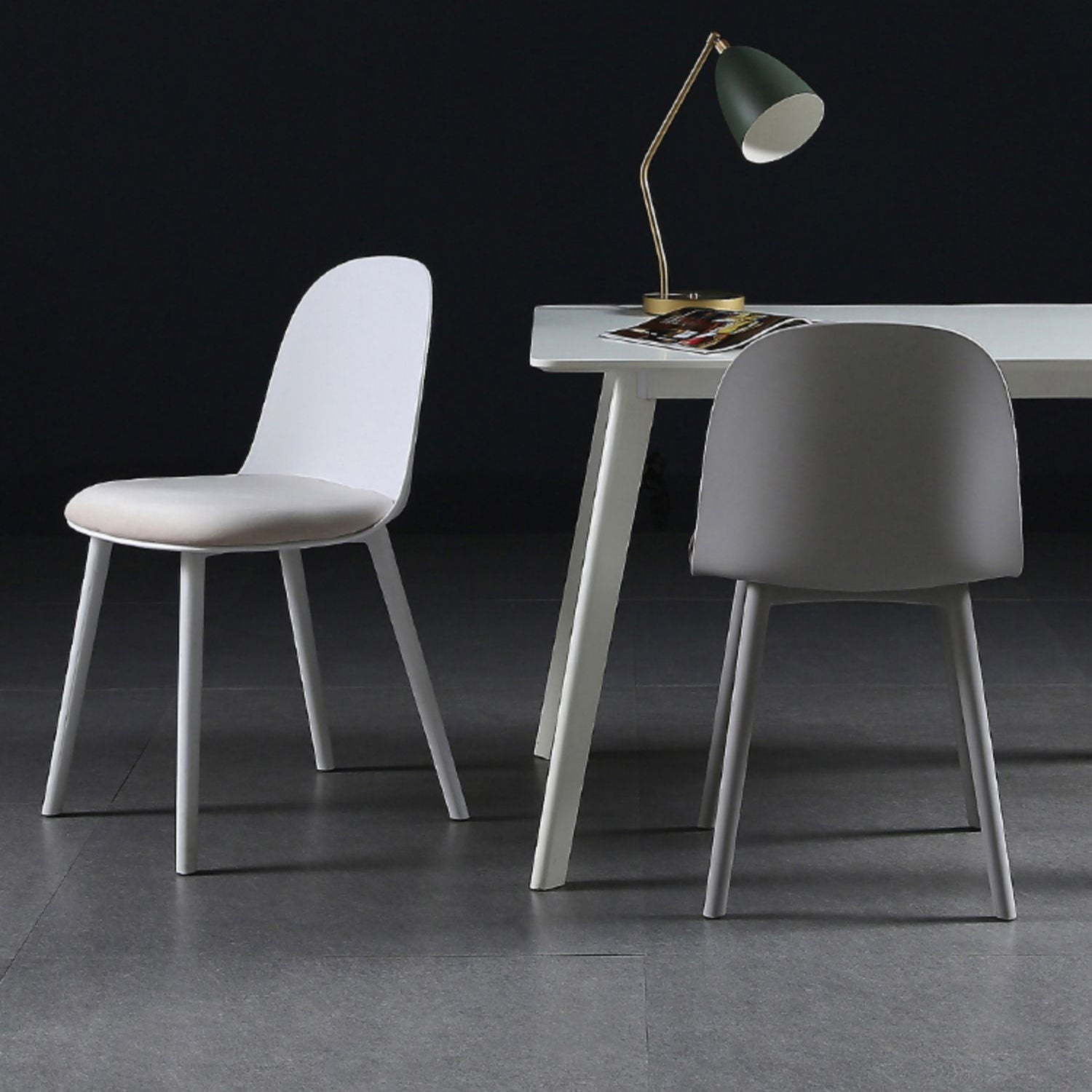 Scandinavian Plastic Kitchen Dining Room Chair Solid Back Side Chair Clearhalo 'Dining Chairs' 'Dining Tables & Seating' 'dining_chair' 'furn' 'furn_dining_chair' 'Furniture' 'furniture_dining_chair' 'Kitchen & Dining Furniture' 4770732